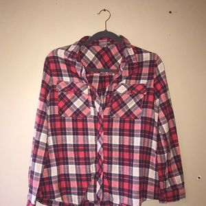 Pink, navy and white flannel